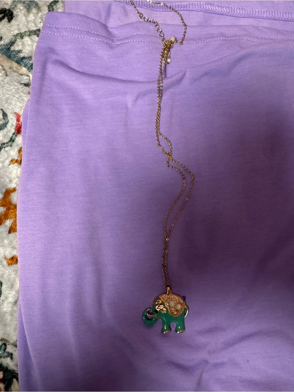 Gold-Tone Green Elephant Pendant Necklace, owl necklace, Milan necklace